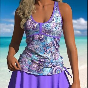 XL Purple Floral Women's Swim Dress nwot